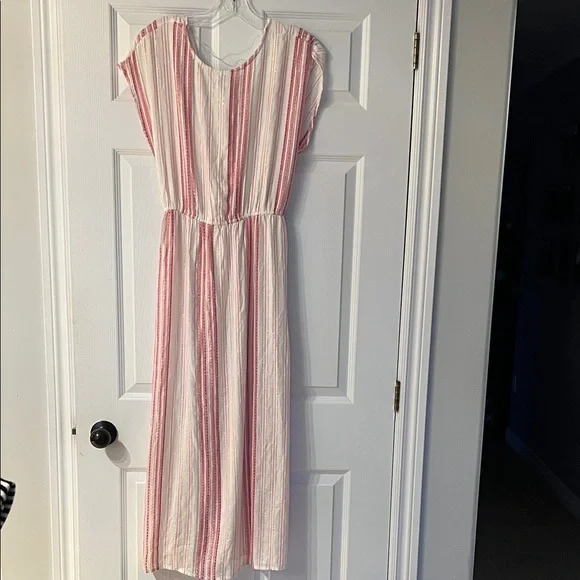 🌴vacation pick🌴Striped Swim Coverup in Pink and White - Picture 4 of 4